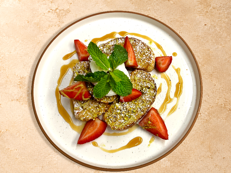 Homemade Strawberry Pistachio French Toast 